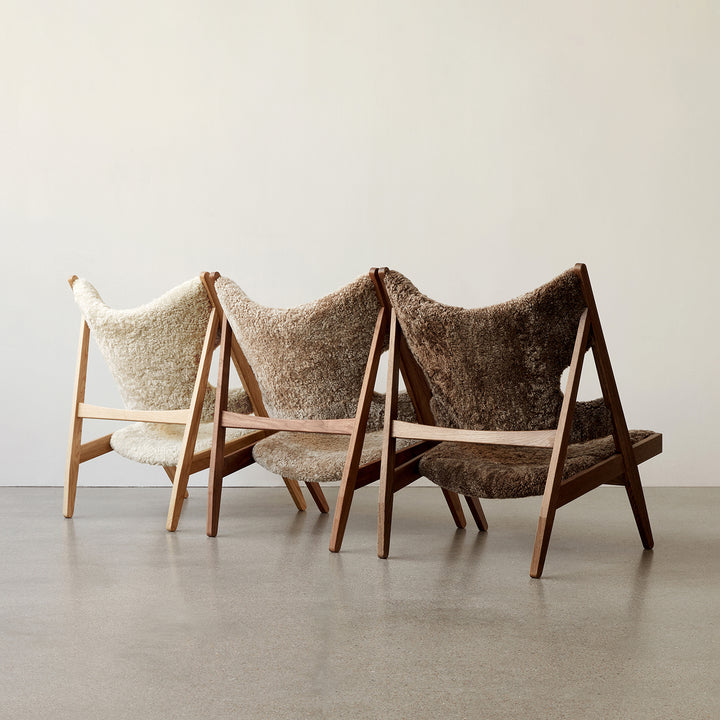 audo copenhagen (menu) | knitting lounge chair | sheepskin nature + natural oak base
