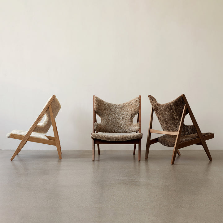 audo copenhagen (menu) | knitting lounge chair | sheepskin nature + natural oak base