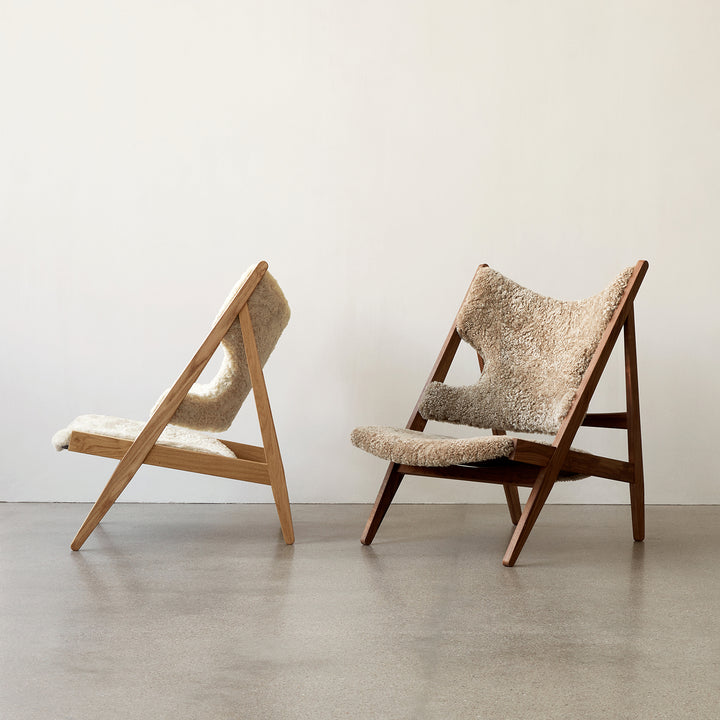 audo copenhagen (menu) | knitting lounge chair | sheepskin nature + natural oak base
