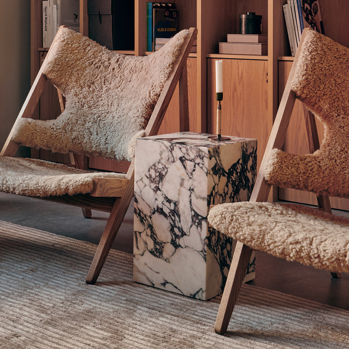 audo copenhagen (menu) | knitting lounge chair | sheepskin nature + natural oak base