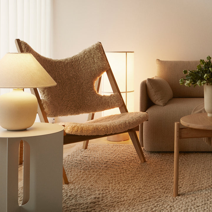 audo copenhagen (menu) | knitting lounge chair | sheepskin nature + natural oak base