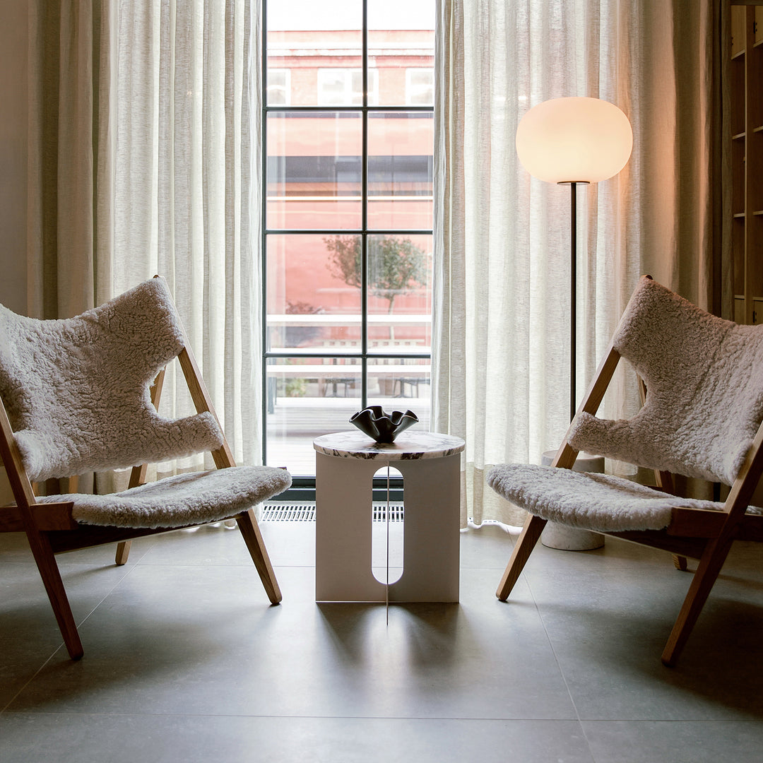 audo copenhagen (menu) | knitting lounge chair | sheepskin nature + natural oak base