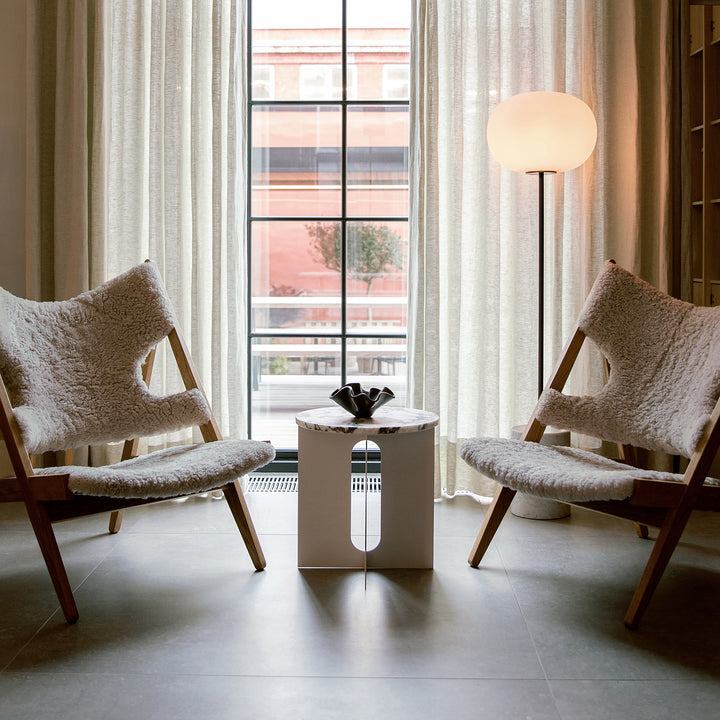 audo copenhagen (menu) | knitting lounge chair | sheepskin nature + natural oak base