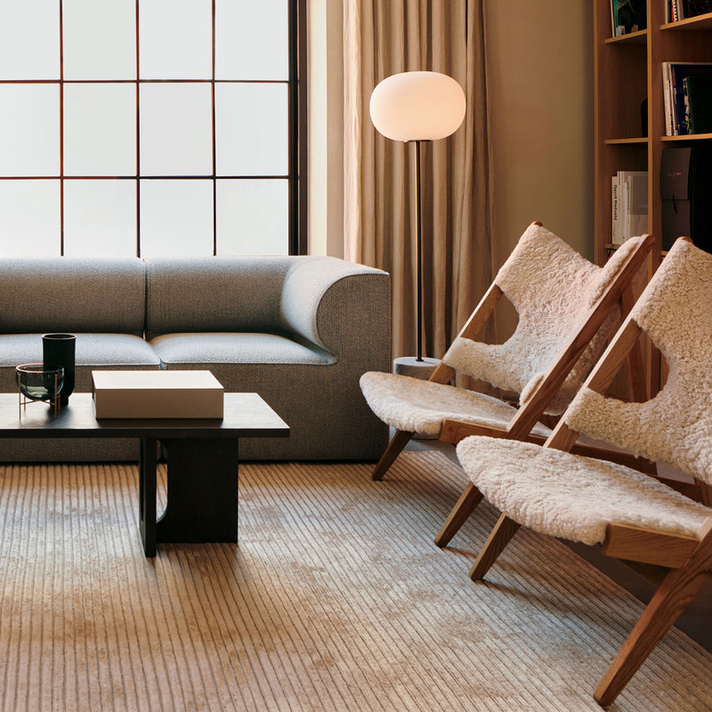 audo copenhagen (menu) | knitting lounge chair | sheepskin nature + natural oak base