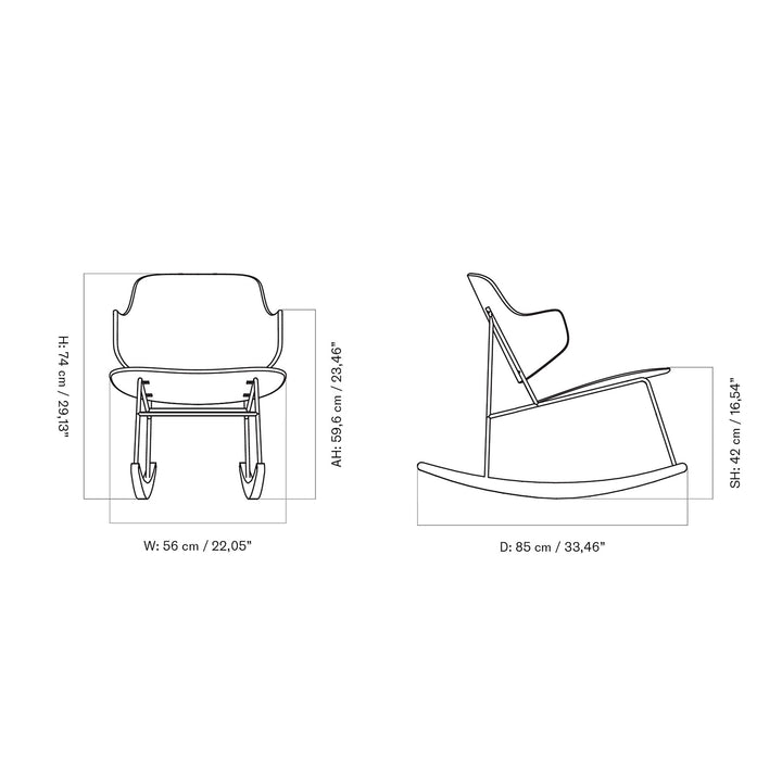 audo copenhagen (menu) | the penguin rocking chair | walnut + dakar cognac leather