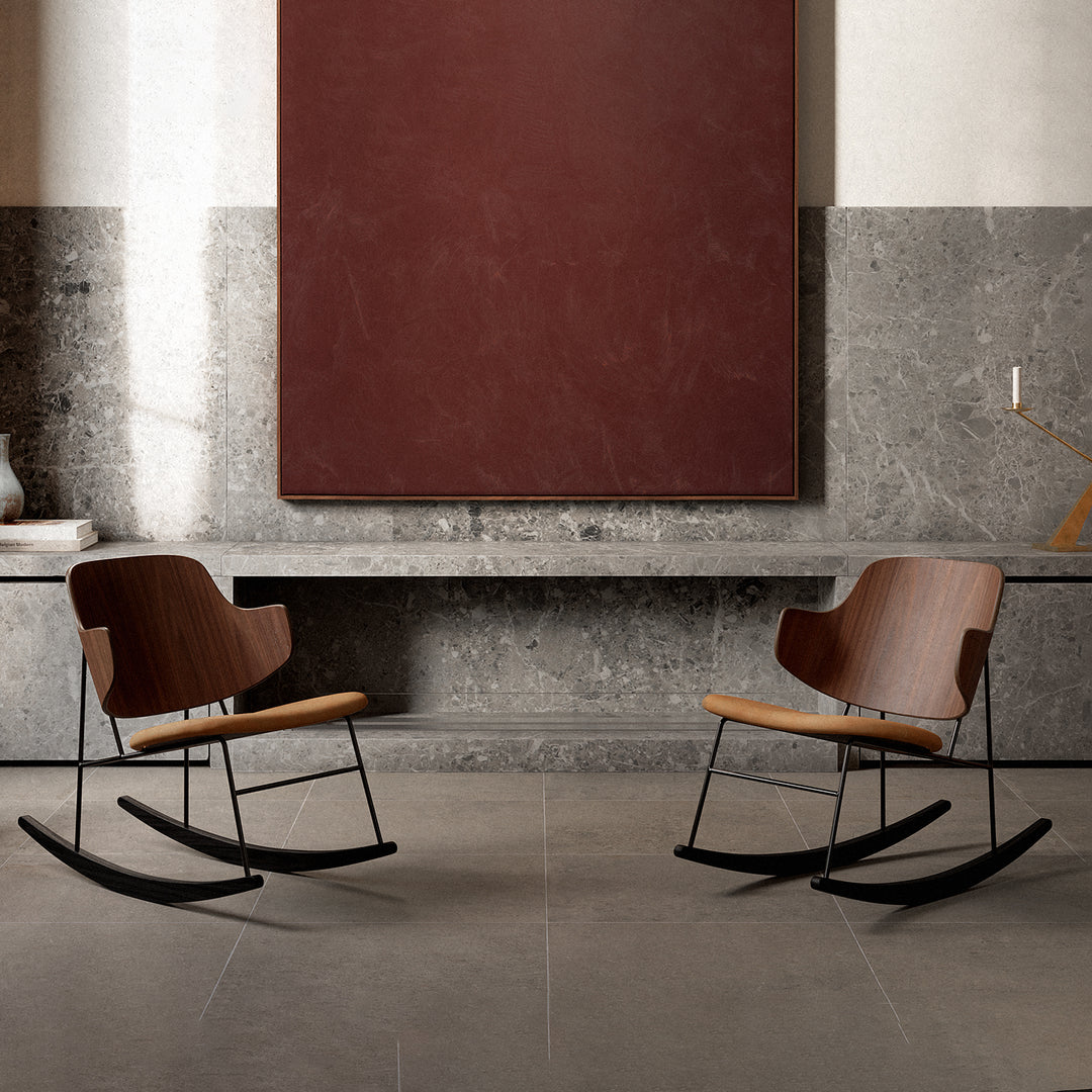 audo copenhagen (menu) | the penguin rocking chair | walnut + dakar cognac leather