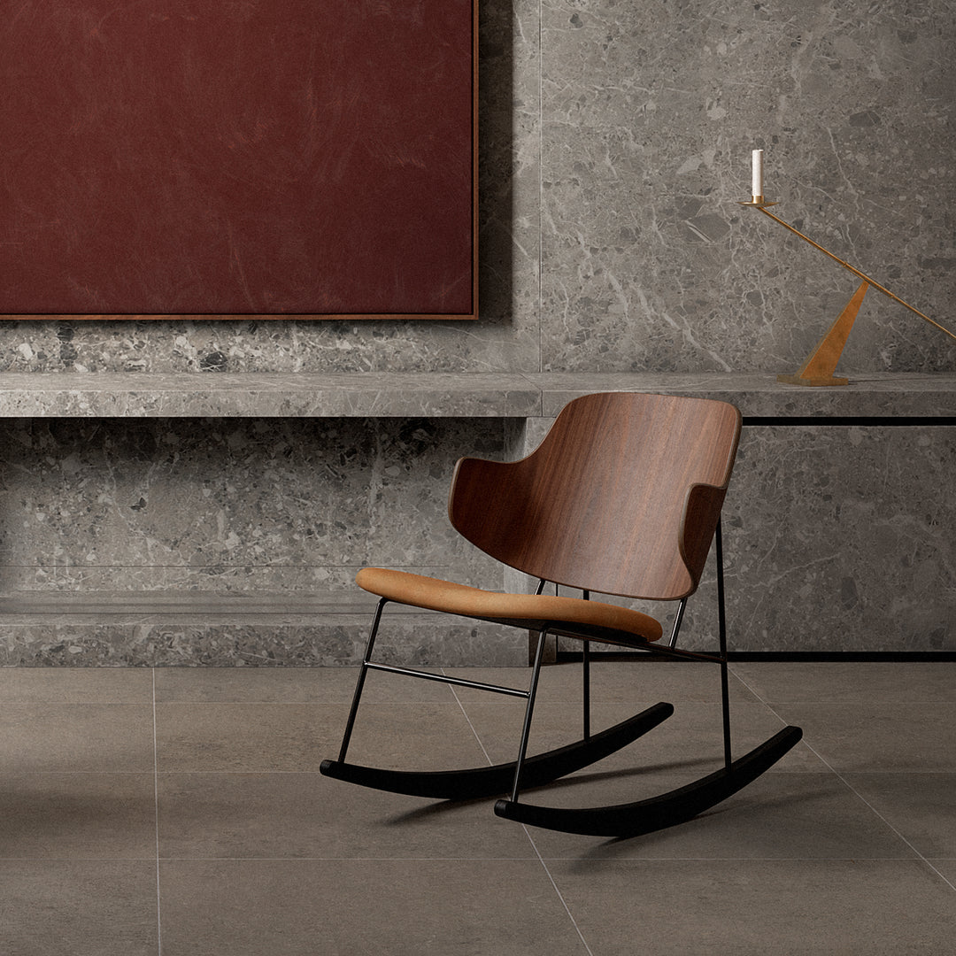 audo copenhagen (menu) | the penguin rocking chair | walnut + dakar cognac leather
