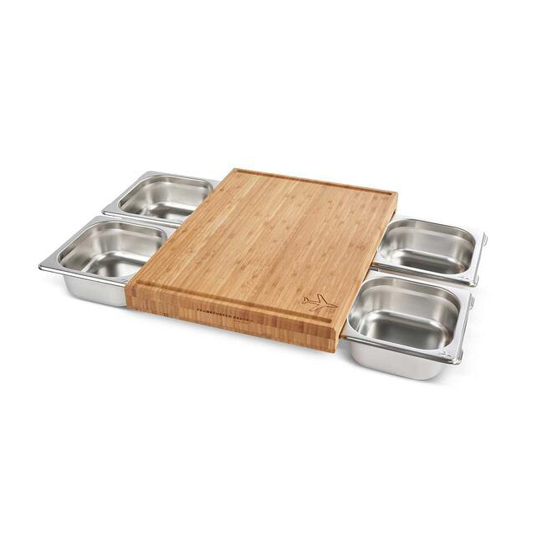 bordbar | bamboo chopping board | steel containers set of 4