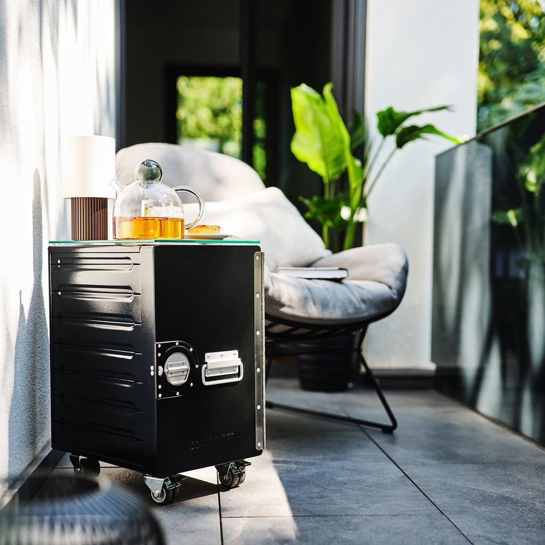 bordbar | box trolley | door hinge left + bedside equipment | black