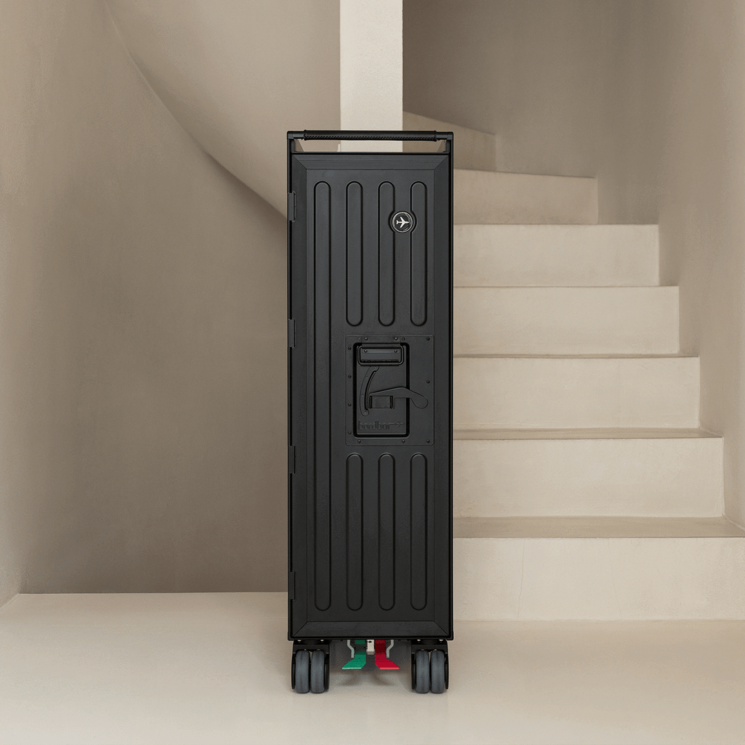 bordbar | voyager trolley | neon black + red drawers