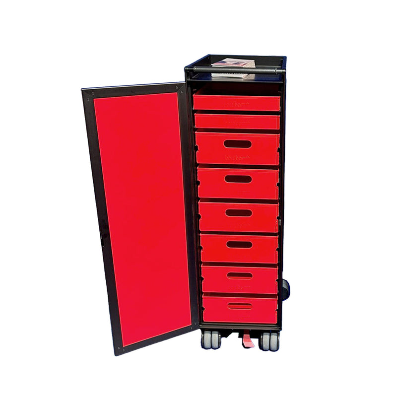 bordbar | voyager trolley | neon black + red drawers