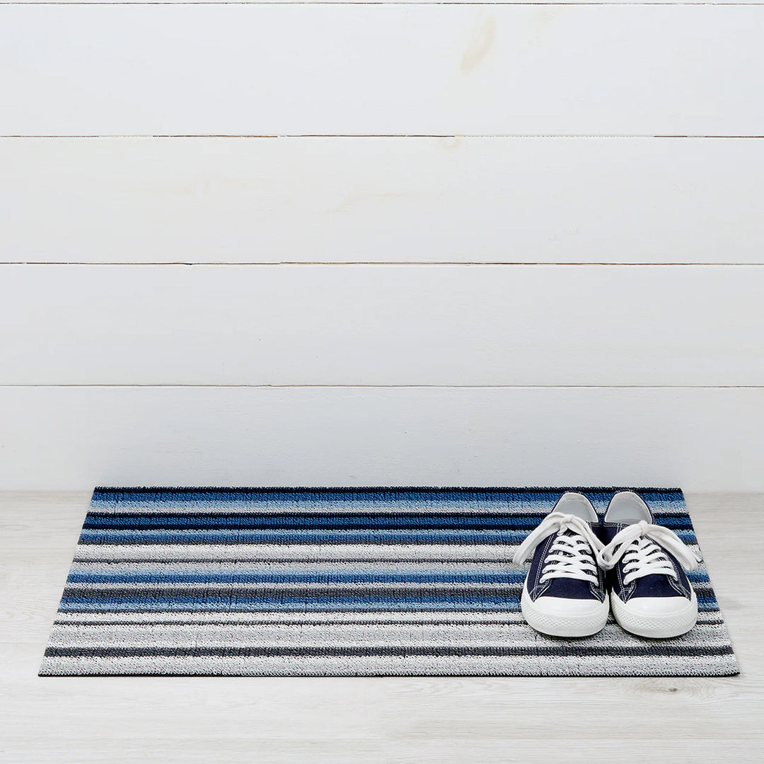 chilewich | shag doormat 46x71cm (18x28") | horizon stripe deep sea