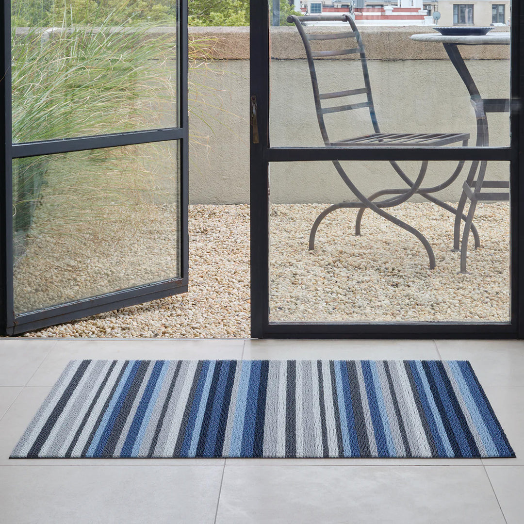chilewich | shag utility doormat 61x91cm (24x36") | horizon stripe deep sea