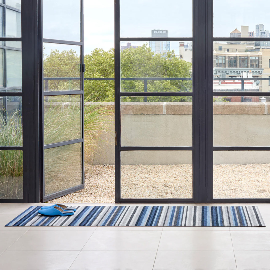 chilewich | shag runner mat 61x183cm (24x72") | horizon stripe deep sea