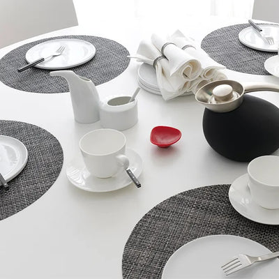 chilewich | placemat round | basketweave carbon