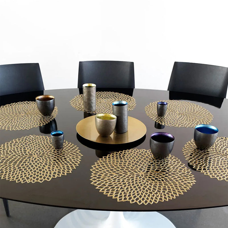 chilewich | placemat round | dahlia brass