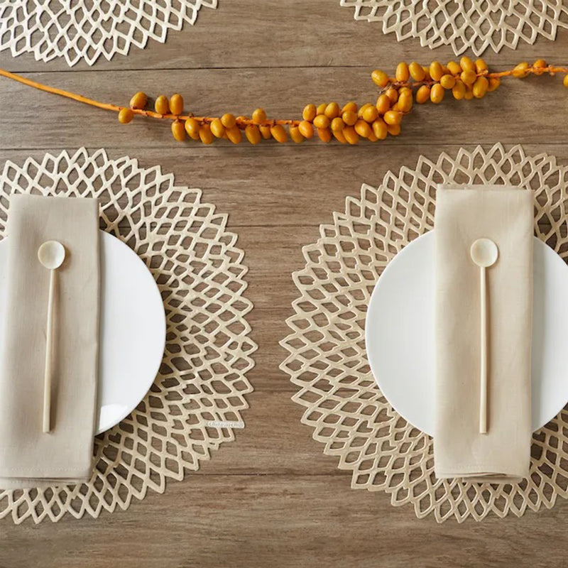 chilewich | placemat round | dahlia champagne