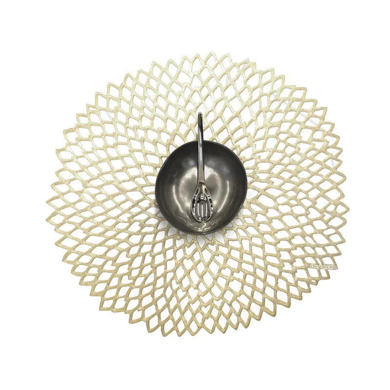 chilewich | placemat round | dahlia champagne