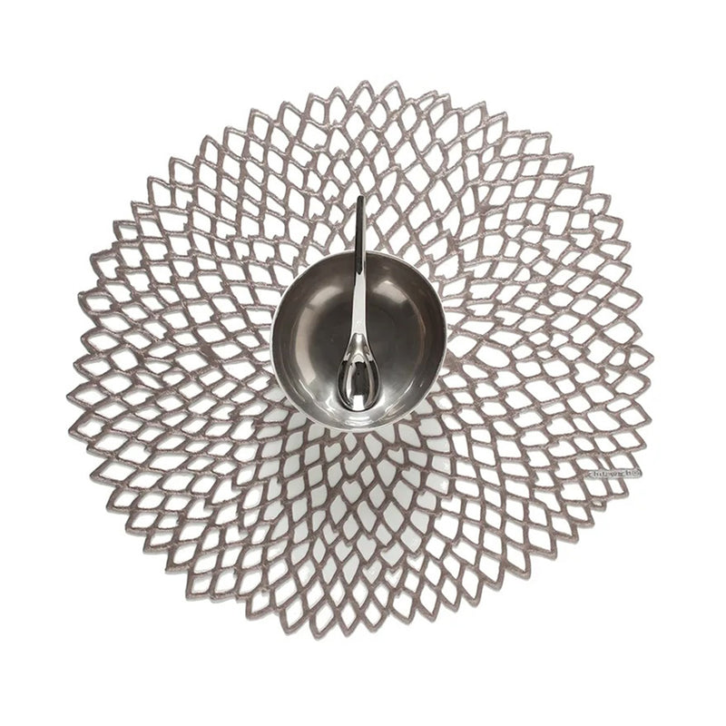 chilewich | placemat round | dahlia gunmetal