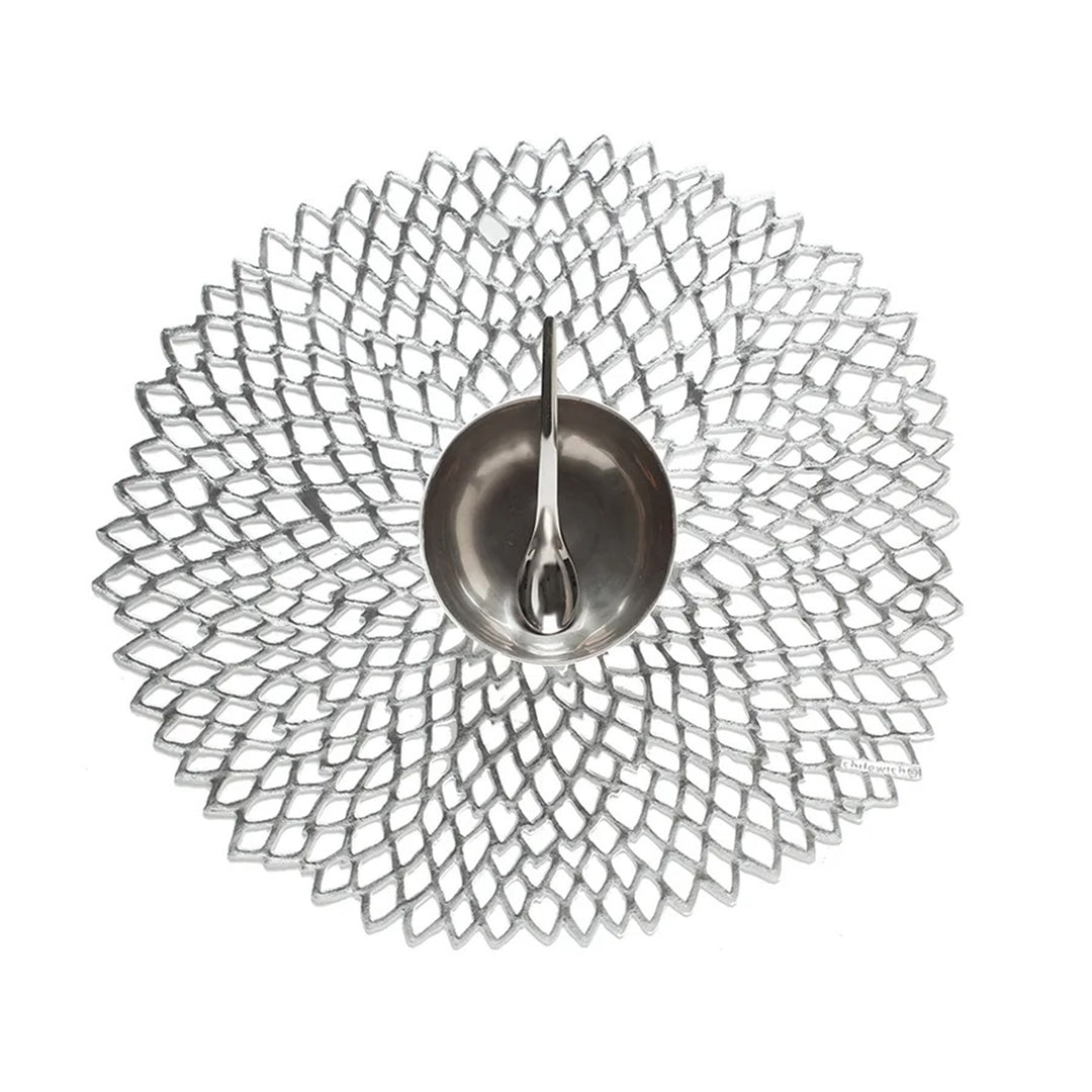 chilewich | placemat round | dahlia silver ~ DC