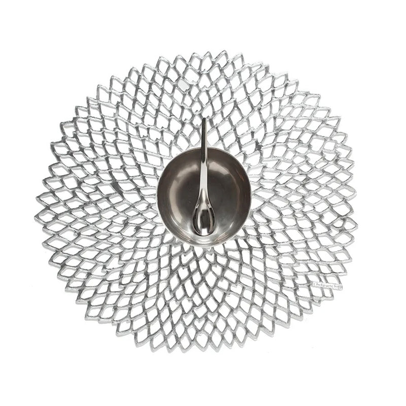 chilewich | placemat round | dahlia silver