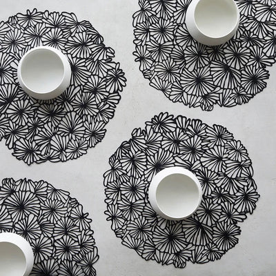 chilewich | placemat round | daisy black