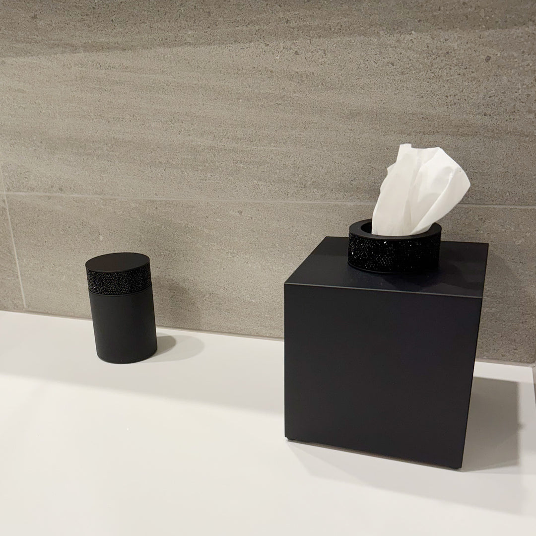 decor walther | ROCKS series | tissue box | matte black + swarovski crystals