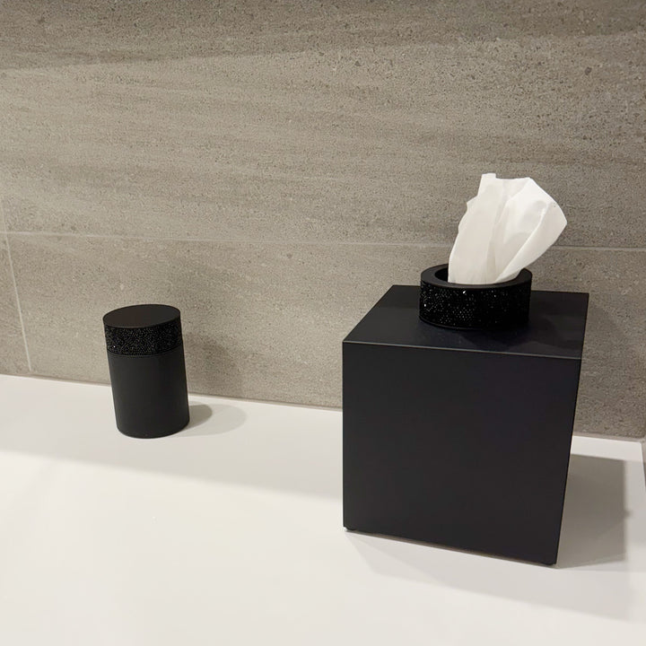 decor walther | ROCKS series | tissue box | matte black + swarovski crystals