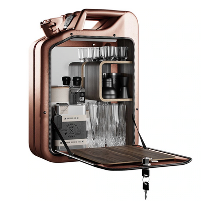 danish fuel | bar cabinet | luxe | copper + walnut