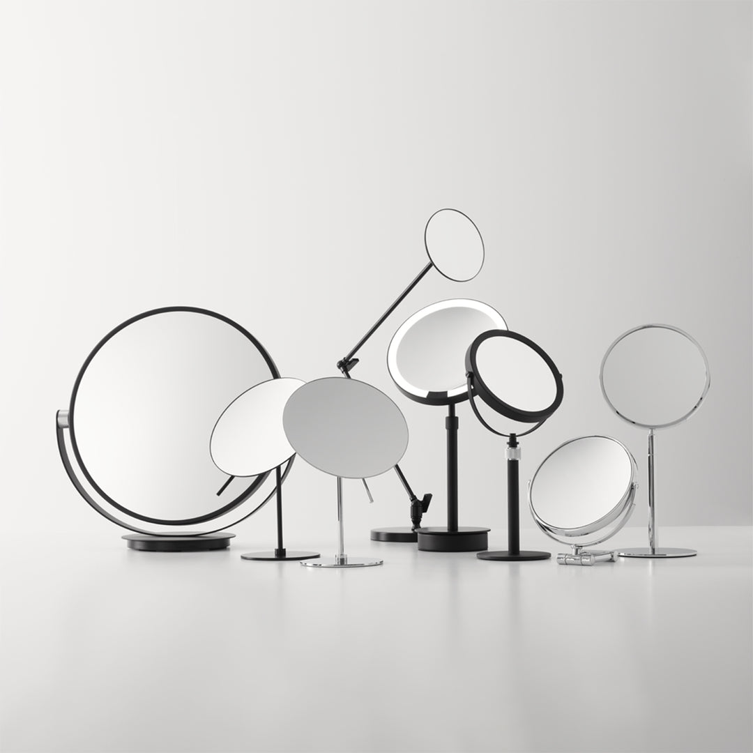 decor walther | BASIC series | illuminated table mirror | matte black 5x magnification
