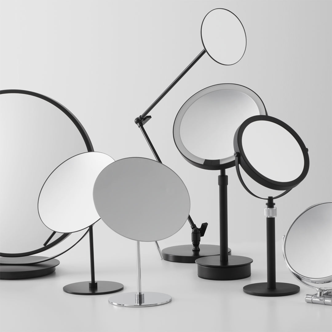 decor walther | BASIC series | illuminated table mirror | matte black 5x magnification