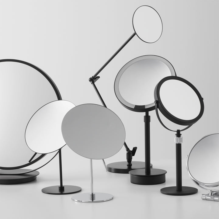 decor walther | BASIC series | illuminated table mirror | matte black 5x magnification
