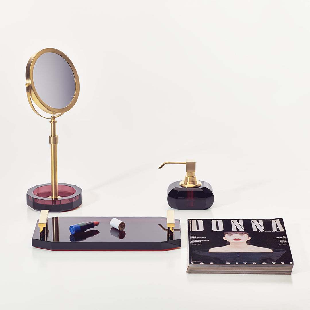 decor walther | KRISTALL series | soap dispenser polished | rich burgundy + matte gold