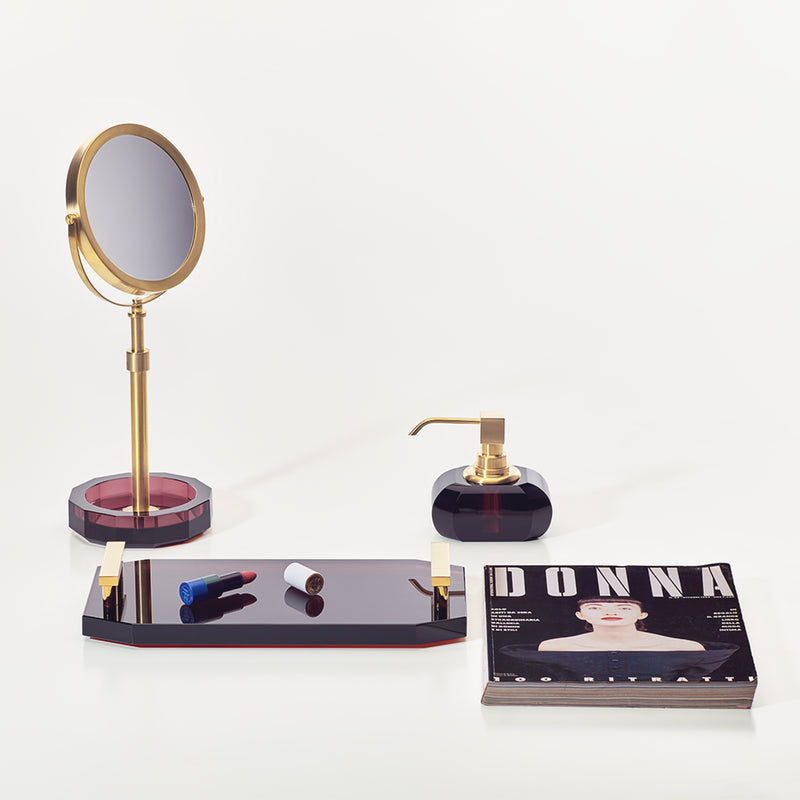decor walther | KRISTALL series | soap dispenser | rich burgundy + matte gold