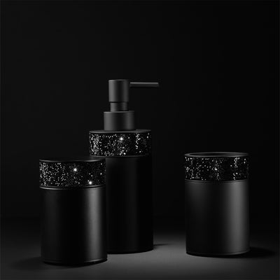 decor walther | ROCKS series | soap dispenser | matte black + swarovski crystals