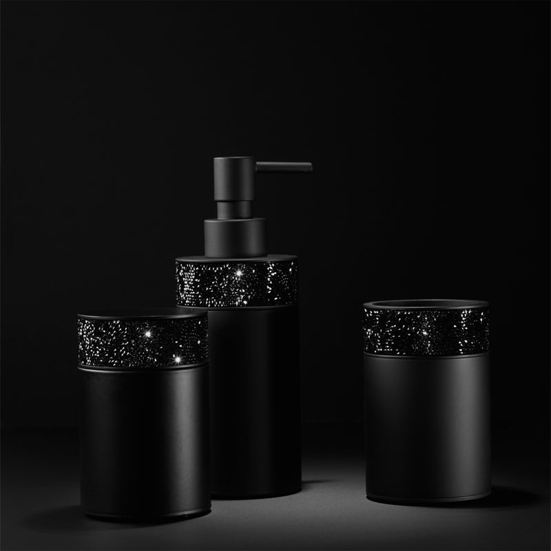 decor walther | ROCKS series | soap dispenser | matte black + swarovski crystals