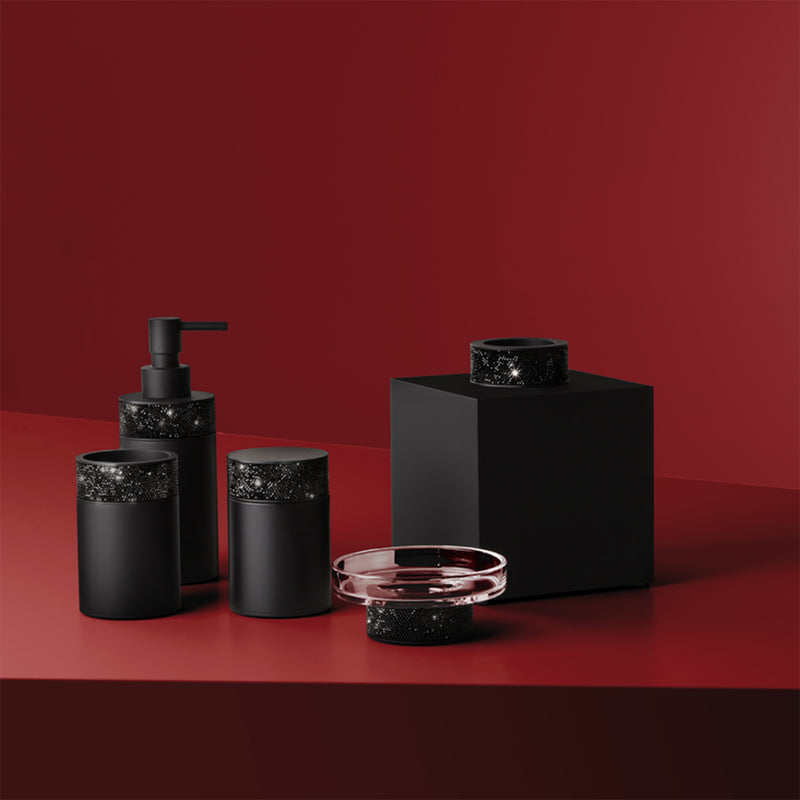 decor walther | ROCKS series | soap dispenser | matte black + swarovski crystals