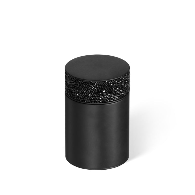 decor walther | ROCKS series | box with lid | matte black + swarovski crystals