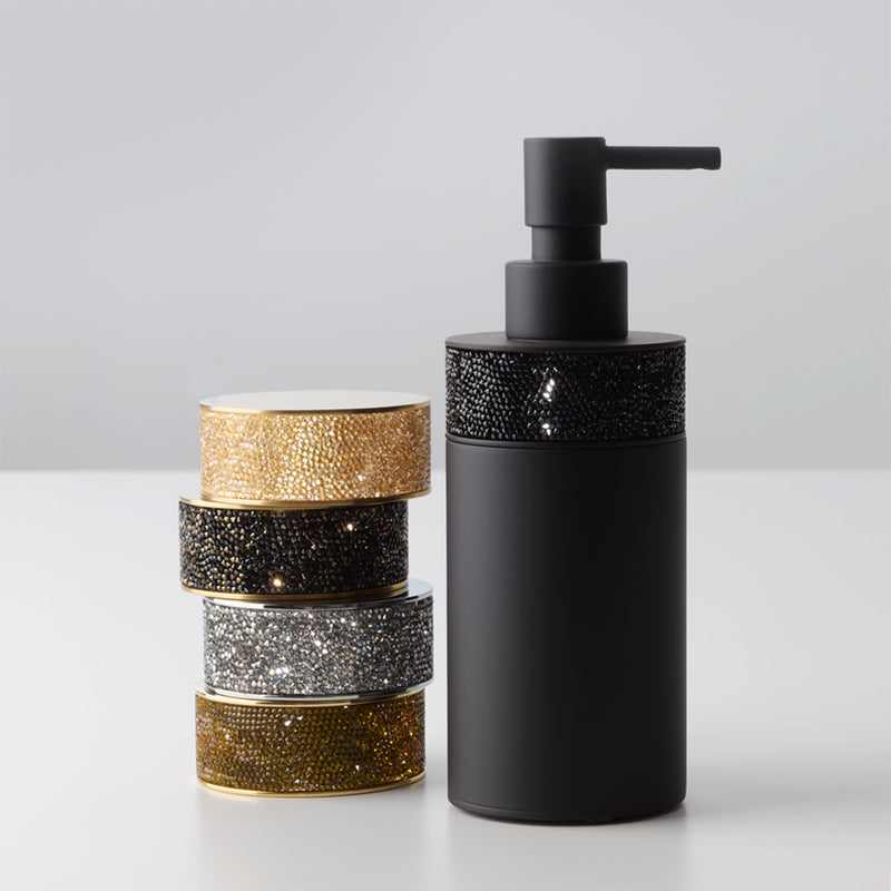 decor walther | ROCKS series | soap dispenser | matte black + swarovski crystals