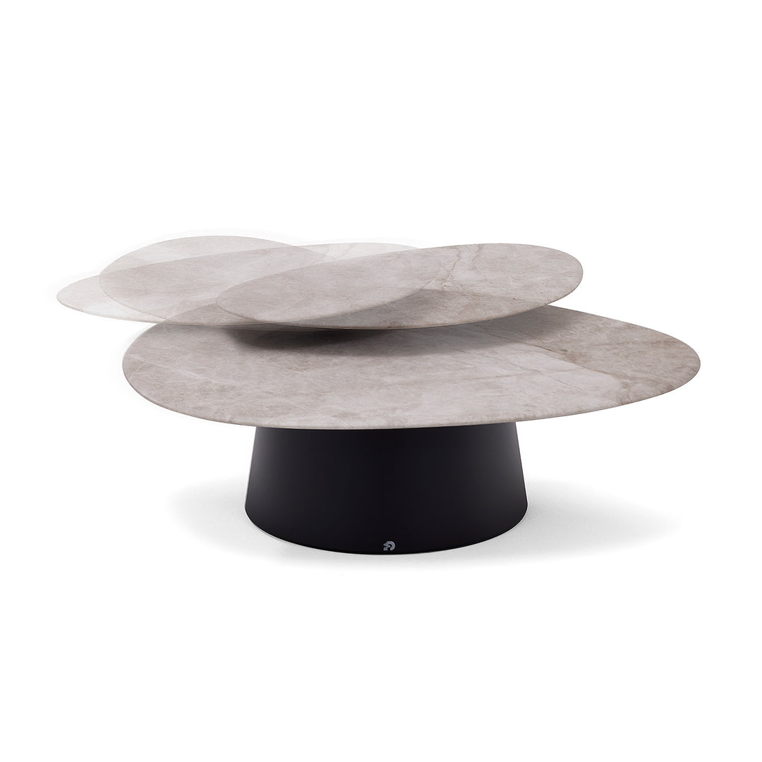 draenert | move coffe table | pivoting top | avocatus geledert top | black round base | 90x96cm