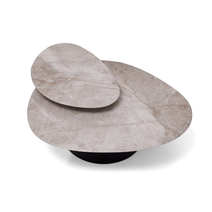 draenert | move coffe table | pivoting top | avocatus geledert top | black round base | 90x96cm