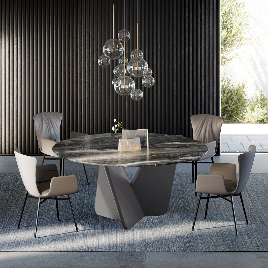 draenert | dexter chair | swivel base | black leather + charmelle cloud 55