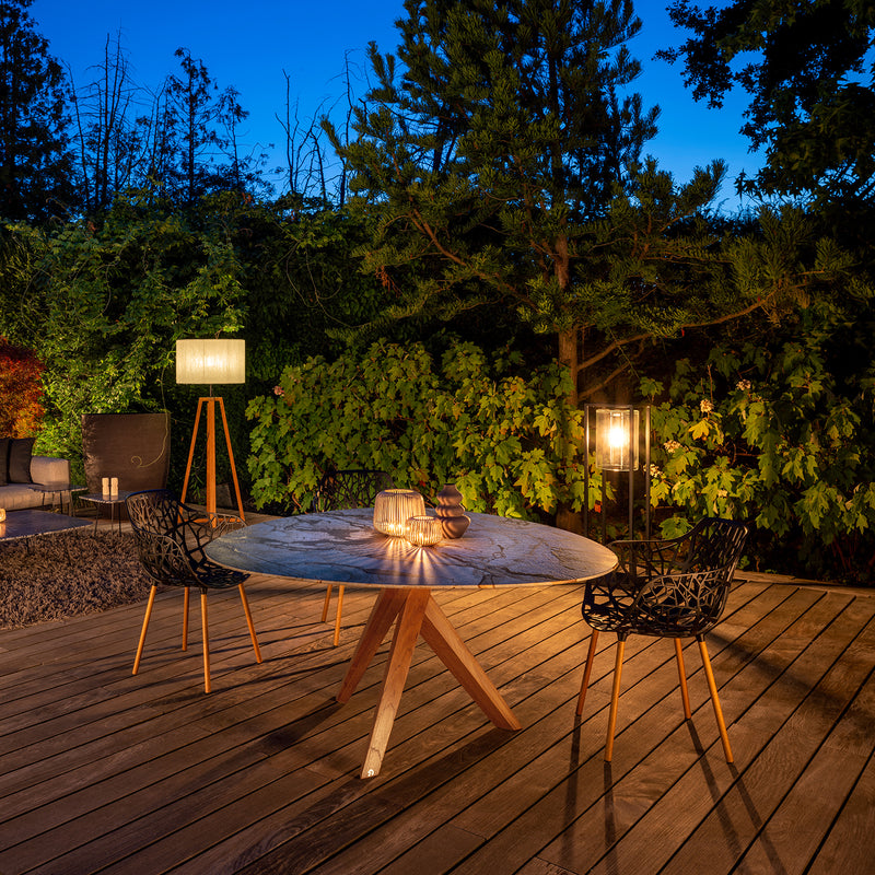 draenert | trilope indoor-outdoor dining table 160cm | avocatus stone + black base