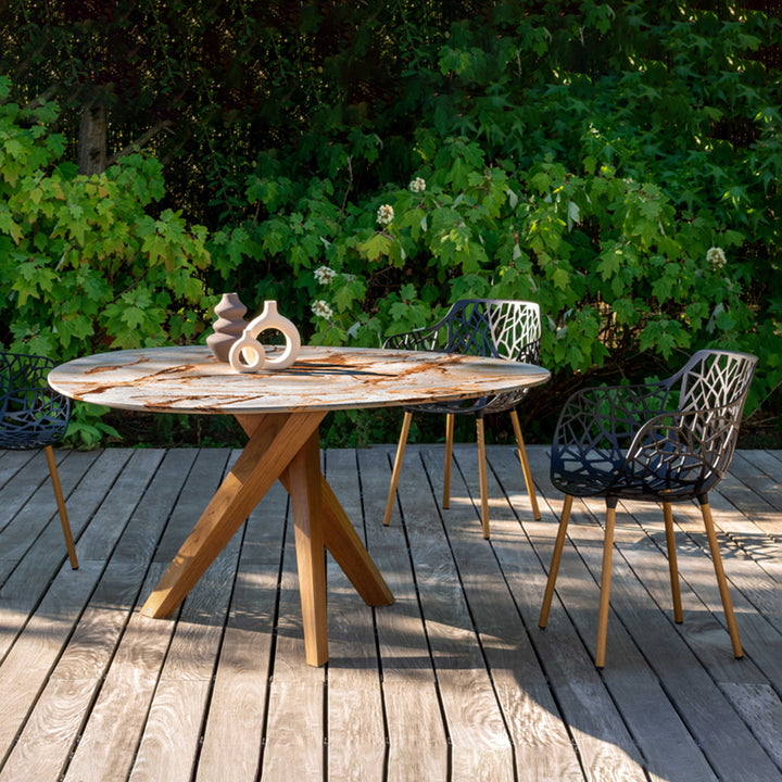 draenert | trilope indoor-outdoor dining table | carrara marble stone 120cm