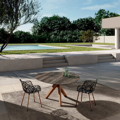 draenert | trilope outdoor dining table 160cm | avocatus stone + black base