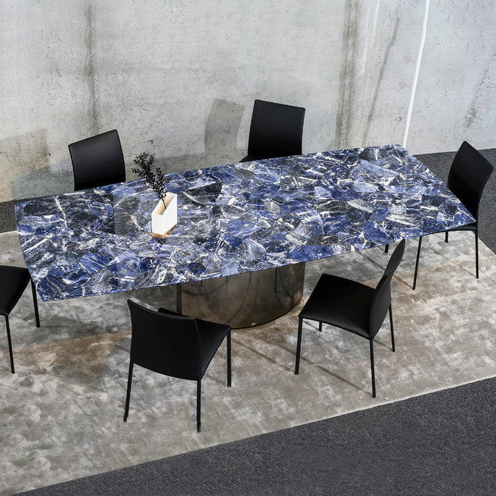 draenert | adler table | boat shape | PG1 neva stone | 105 x 190cm ext 270cm
