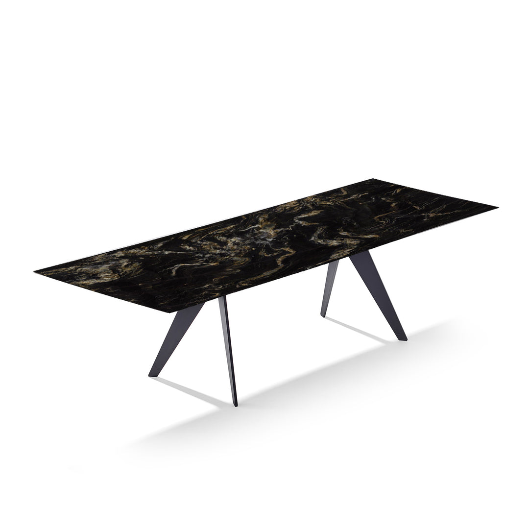 draenert | atlas table | swivel extension | belvedere stone + black base 200/280x105cm