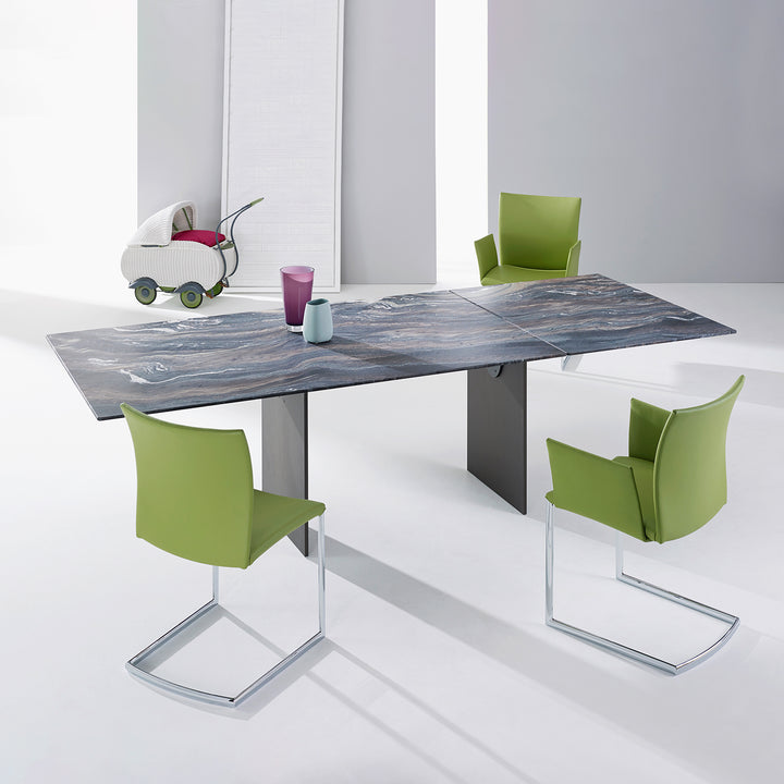 draenert | atlas table | extendable + pivotable | dreaming green stone 160/230x92cm