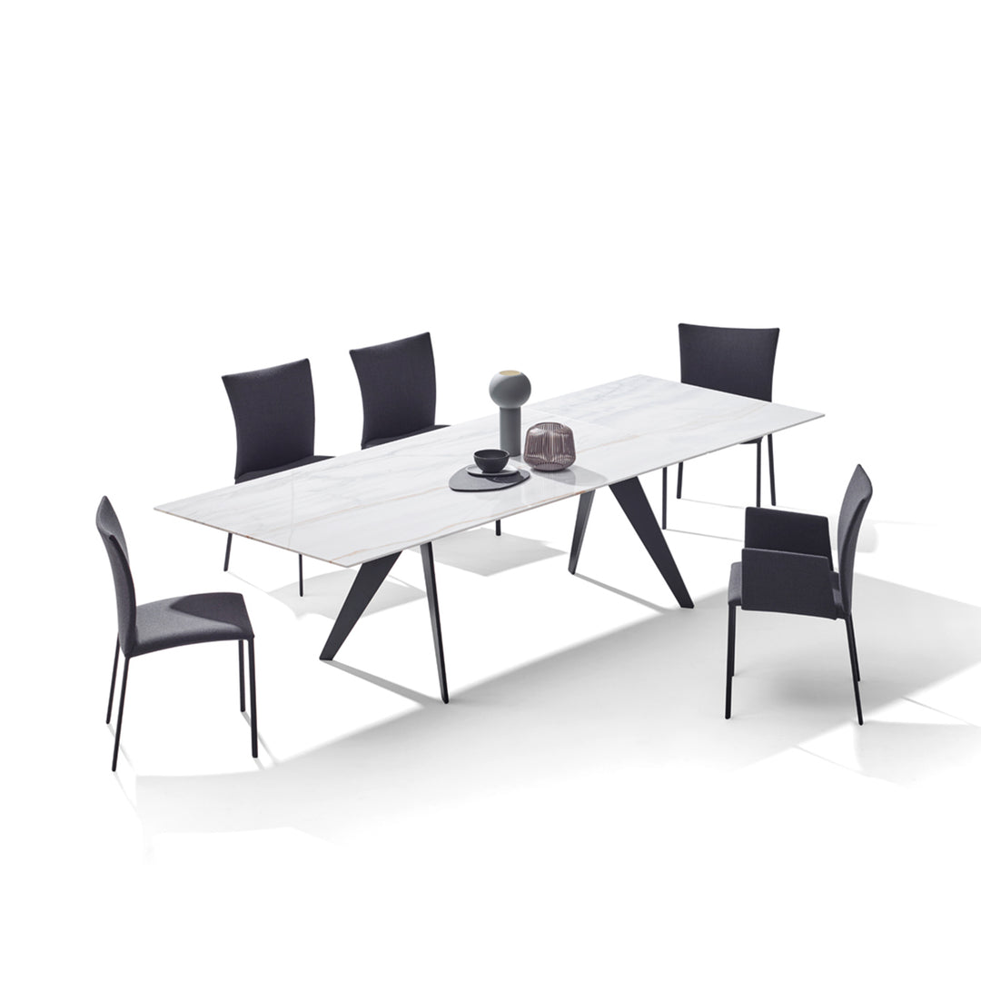 draenert | atlas table | swivel extension | belvedere stone + black base 200/280x105cm