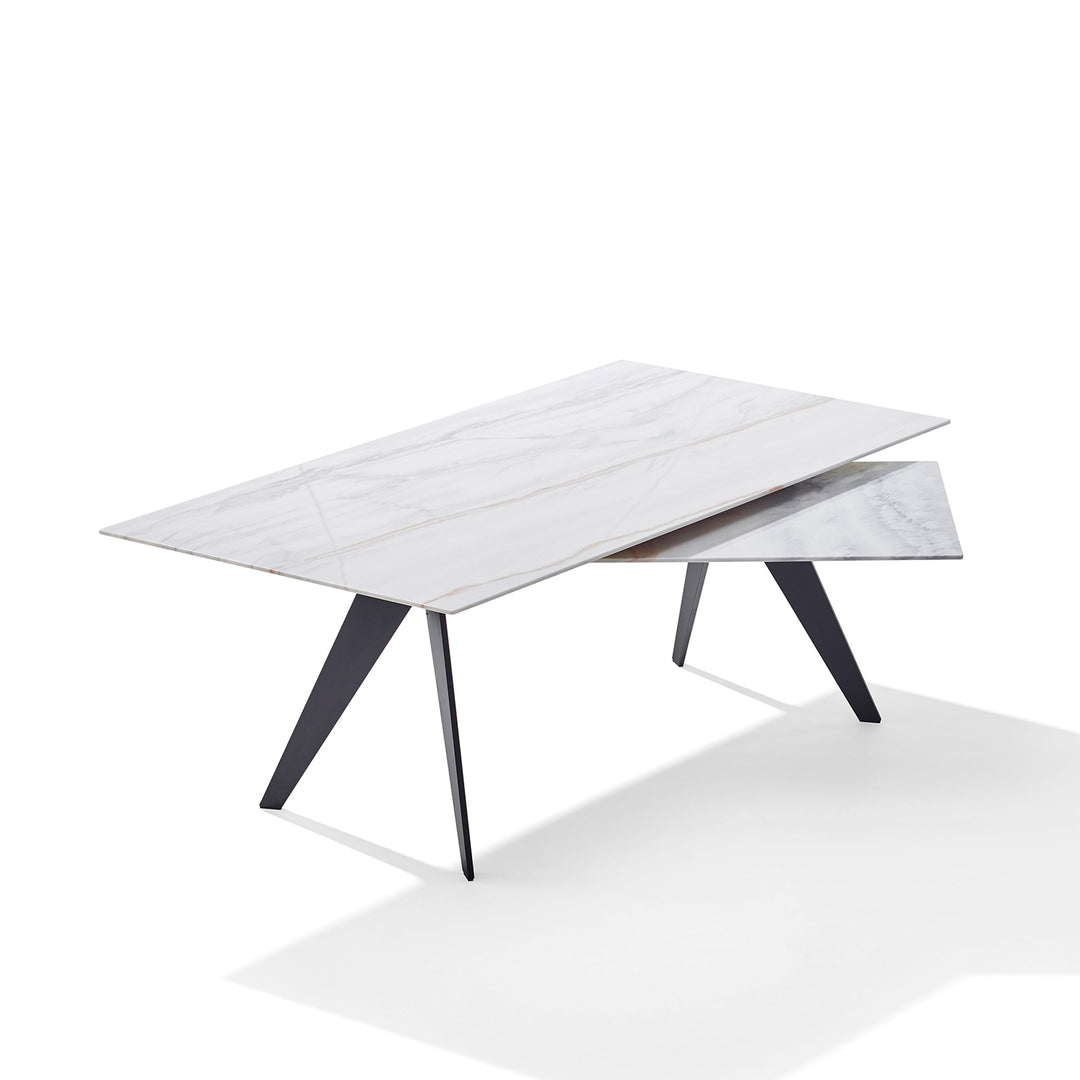 draenert | atlas table | swivel extension | belvedere stone + black base 200/280x105cm